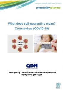 QDN Easy Read cover - What does self-quarantine mean?