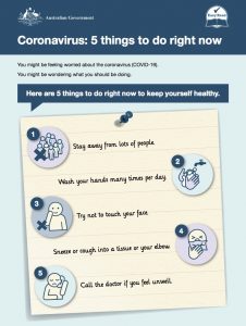 Page 1 of the DSS easy read called Coronavirus: 5 things to do right now