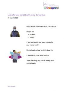 Screenshot of page 1 of CID's Look after your mental health during Coronavirus