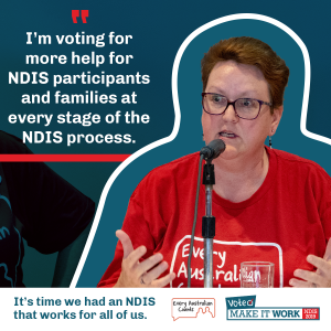 Sharegraphic - I'm voting for more help for NDIS participants and families at every stage of the NDIS process.