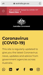 Screenshot of the australia . gov . au website from a mobile device
