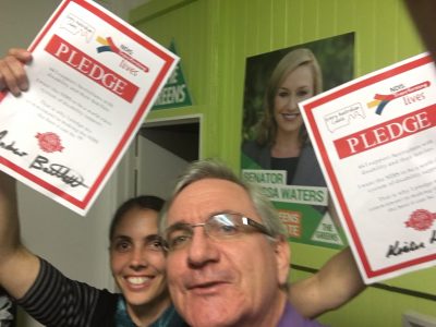 Kirsten Lovejoy, Greens for Brisbane and Andrew Bartlett, Greens Senate for Queensland