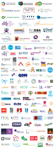 More than 100 logos of disability representative, advocacy, poeple's organisations, as well as service providers and other state and national disability peak bodies. All have supported the NDIS Joint Statement of Concerns.