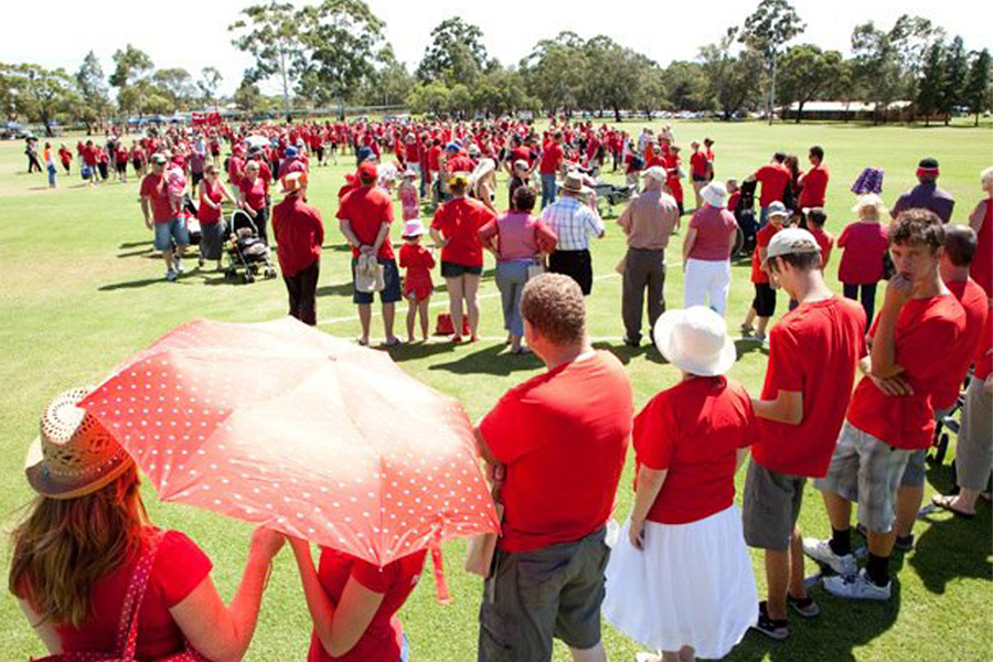 Every Australian Counts supporters in red t-shirts