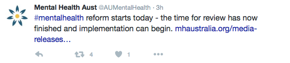 Mental Health Australia tweet