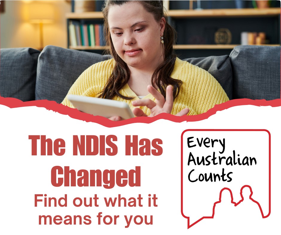 A young woman on an iPad and underneath it says the NDIS has changed, find out what it means for you