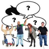 Group of people with disability asking questions